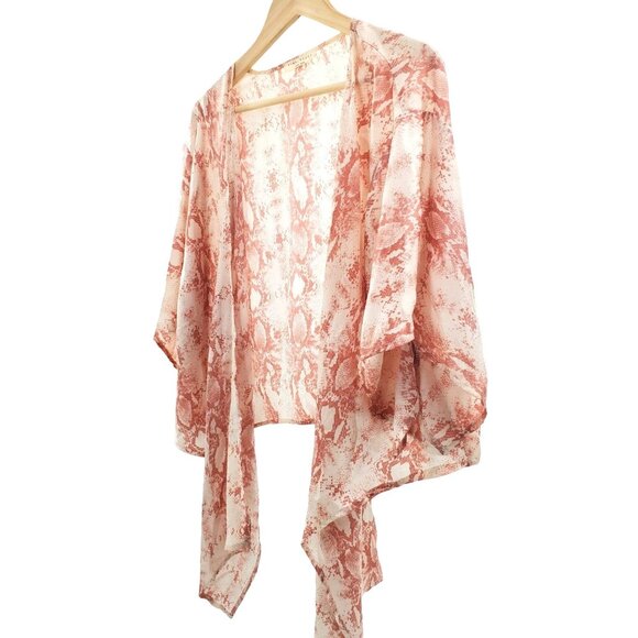 Final Touch M Kimono Snake Sheer Short Sleeve Drape Vintage 90s Cardigan USA - Picture 3 of 11